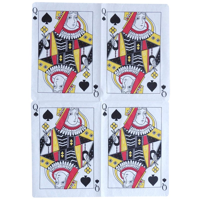 Partay Shenanigans Casino Party Paper Napkins - 50 Pack Queen of Spades Playing Card Shaped Disposable Paper Party Napkins 5"x7" for Casino Night Poker Game Party Supplies Tableware Decoration - Image 4